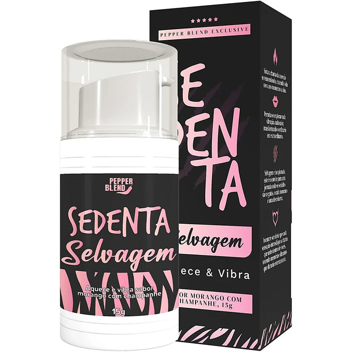 Gel Comestível Sedenta Selvagem Pepper Blend 15g – Vibração, Aquecimento e Sabor Morango com Champanhe